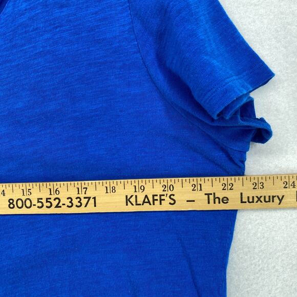 EILEEN FISHER Top L Slub Organic Cotton Jersey V-Neck Short Sleeve Basic Blue - Picture 8 of 10